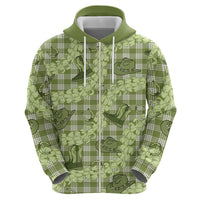 Lime Palaka Hawaii Cowboy Zip Hoodie Puakenikeni Lei Paniolo Papale Seamless Vibes LT14 - Polynesian Pride
