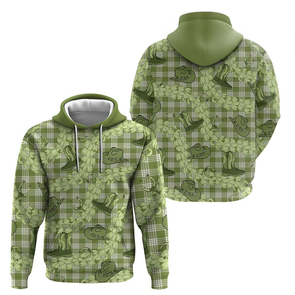 Lime Palaka Hawaii Cowboy Zip Hoodie Puakenikeni Lei Paniolo Papale Seamless Vibes LT14 - Polynesian Pride