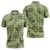 Lime Palaka Hawaii Cowboy Zipper Polo Shirt Puakenikeni Lei Paniolo Papale Seamless Vibes LT14 - Polynesian Pride