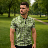 Lime Palaka Hawaii Cowboy Zipper Polo Shirt Puakenikeni Lei Paniolo Papale Seamless Vibes LT14 - Polynesian Pride