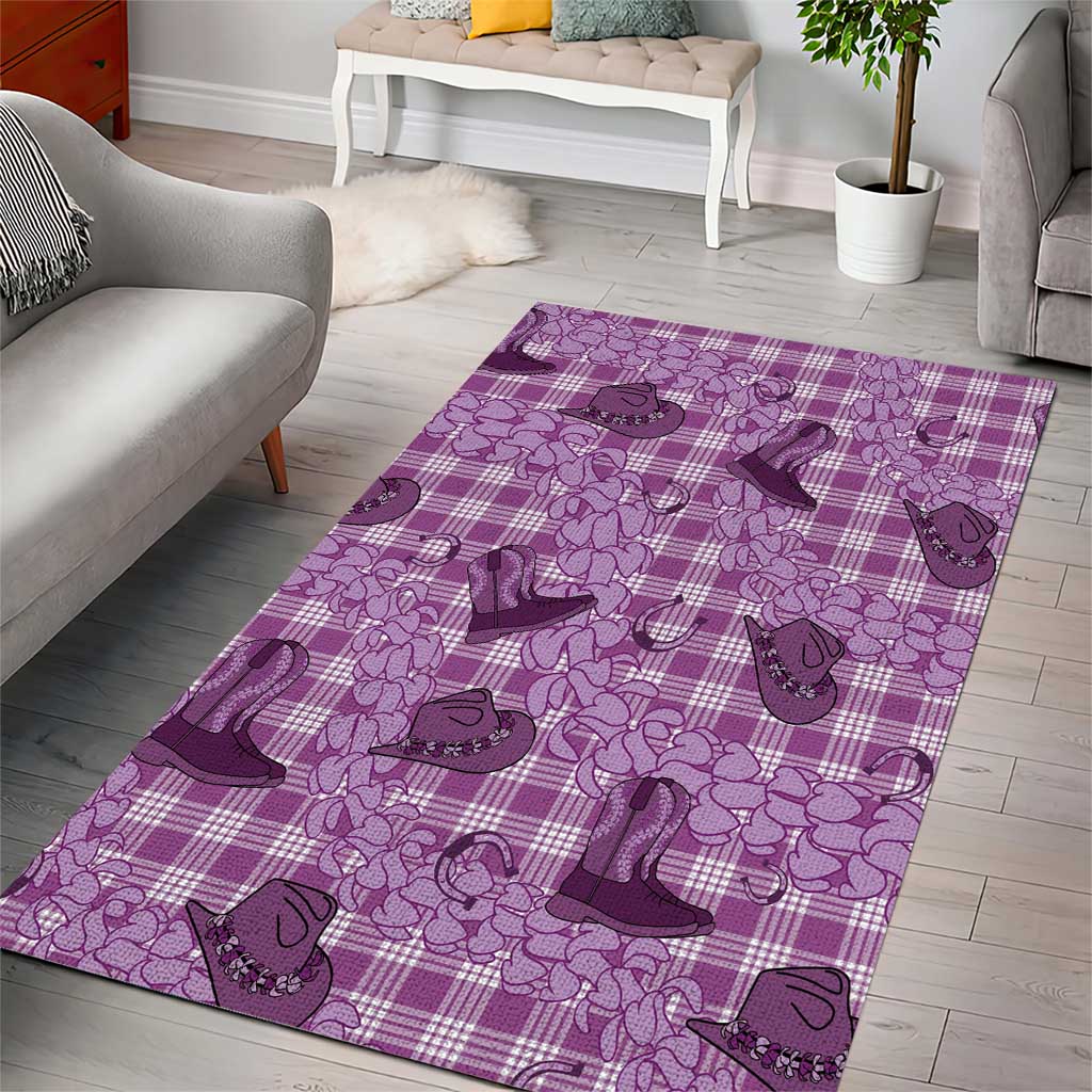 Purple Palaka Hawaii Cowboy Area Rug Puakenikeni Lei Paniolo Papale Seamless Vibes LT14 - Polynesian Pride