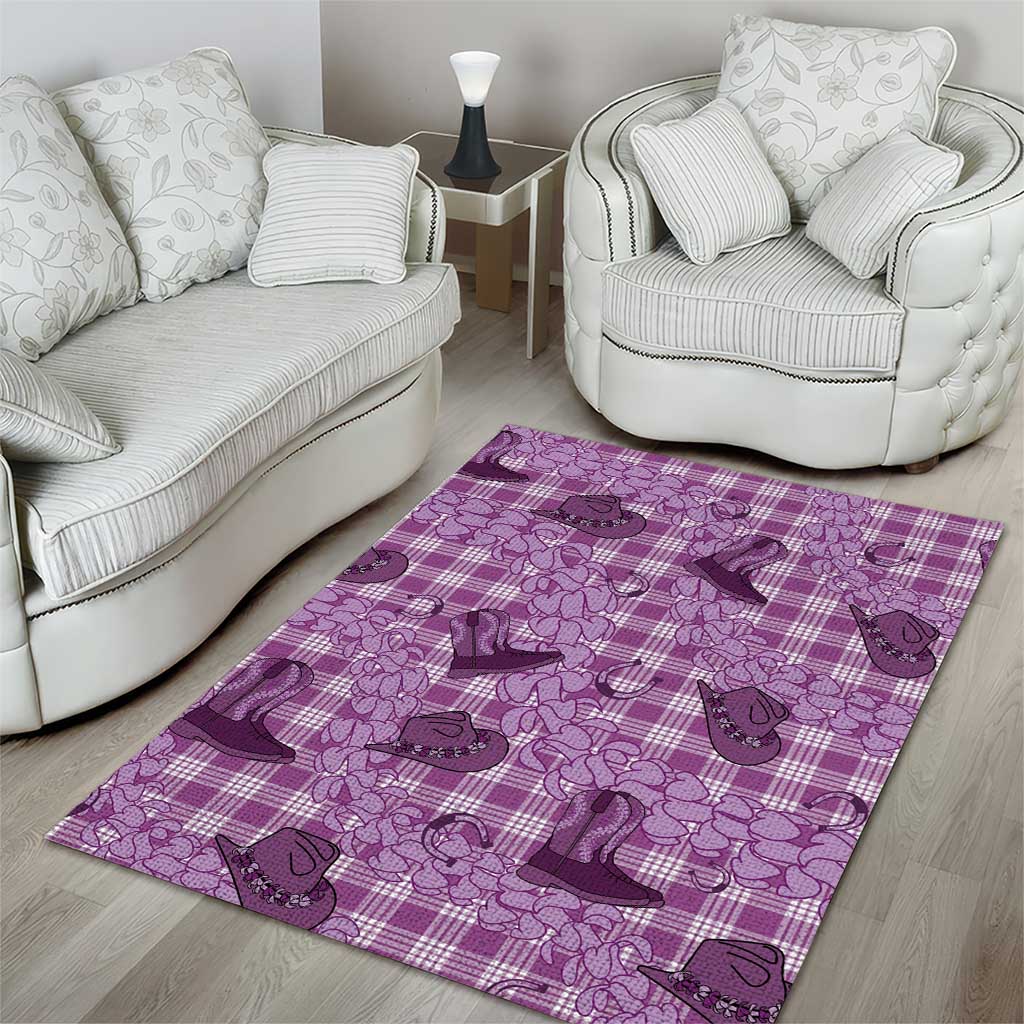 Purple Palaka Hawaii Cowboy Area Rug Puakenikeni Lei Paniolo Papale Seamless Vibes LT14 - Polynesian Pride