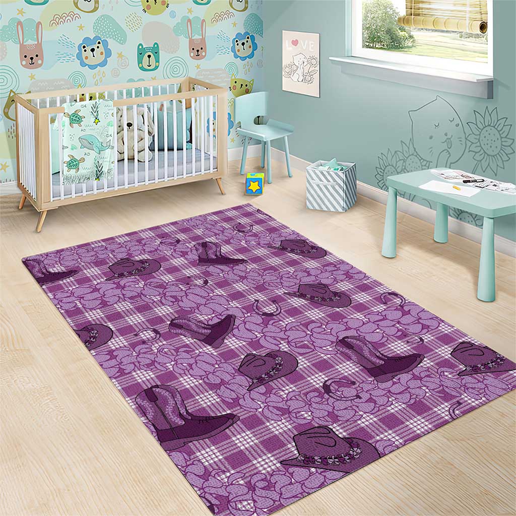 Purple Palaka Hawaii Cowboy Area Rug Puakenikeni Lei Paniolo Papale Seamless Vibes LT14 - Polynesian Pride
