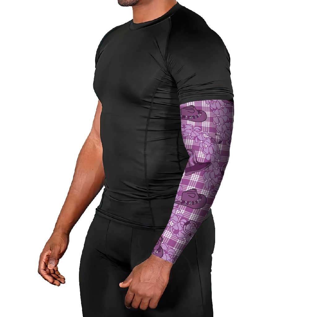 Purple Palaka Hawaii Cowboy Arm Sleeves Puakenikeni Lei Paniolo Papale Seamless Vibes LT14 - Polynesian Pride