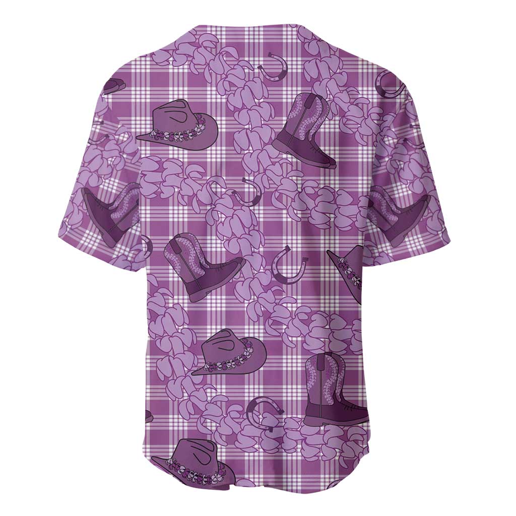 Purple Palaka Hawaii Cowboy Baseball Jersey Puakenikeni Lei Paniolo Papale Seamless Vibes LT14 - Polynesian Pride
