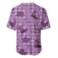 Purple Palaka Hawaii Cowboy Baseball Jersey Puakenikeni Lei Paniolo Papale Seamless Vibes LT14 - Polynesian Pride