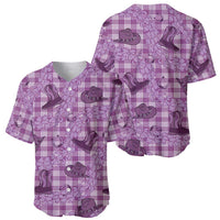 Purple Palaka Hawaii Cowboy Baseball Jersey Puakenikeni Lei Paniolo Papale Seamless Vibes LT14 - Polynesian Pride