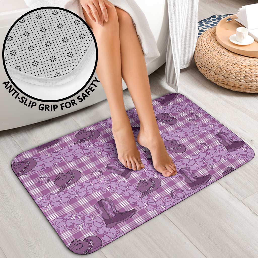 Purple Palaka Hawaii Cowboy Bathroom Set Puakenikeni Lei Paniolo Papale Seamless Vibes LT14 - Polynesian Pride