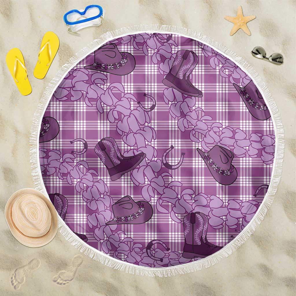 Purple Palaka Hawaii Cowboy Beach Blanket Puakenikeni Lei Paniolo Papale Seamless Vibes LT14 One Size 150cm Purple - Polynesian Pride