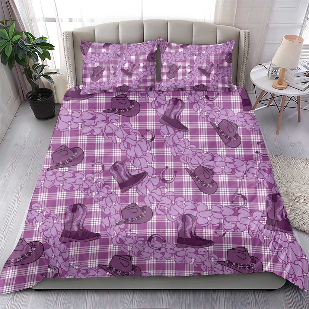 Purple Palaka Hawaii Cowboy Bedding Set Puakenikeni Lei Paniolo Papale Seamless Vibes LT14 - Polynesian Pride