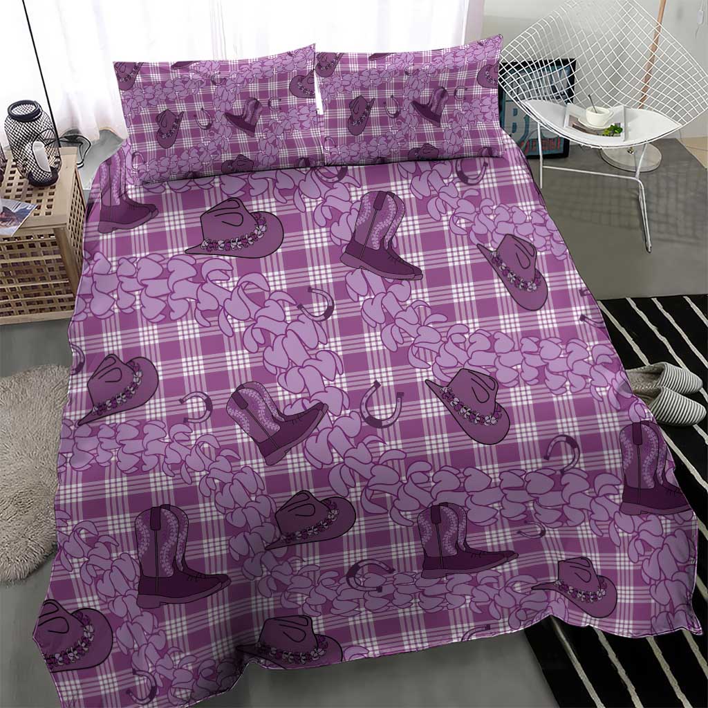 Purple Palaka Hawaii Cowboy Bedding Set Puakenikeni Lei Paniolo Papale Seamless Vibes LT14 - Polynesian Pride