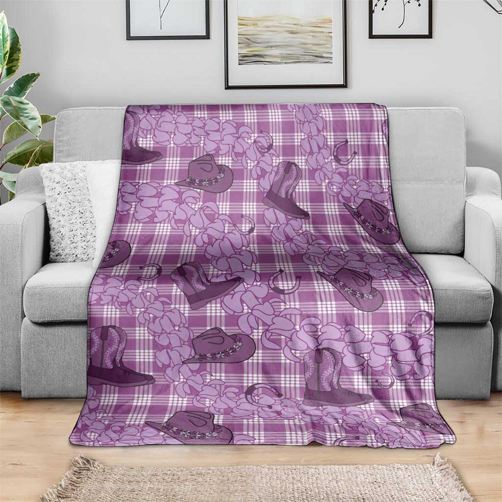 Purple Palaka Hawaii Cowboy Blanket Puakenikeni Lei Paniolo Papale Seamless Vibes LT14 - Polynesian Pride