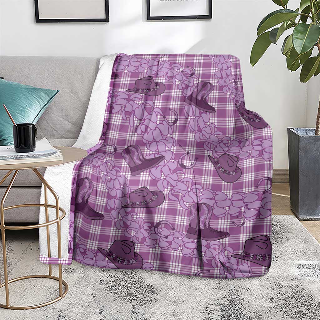Purple Palaka Hawaii Cowboy Blanket Puakenikeni Lei Paniolo Papale Seamless Vibes LT14 - Polynesian Pride