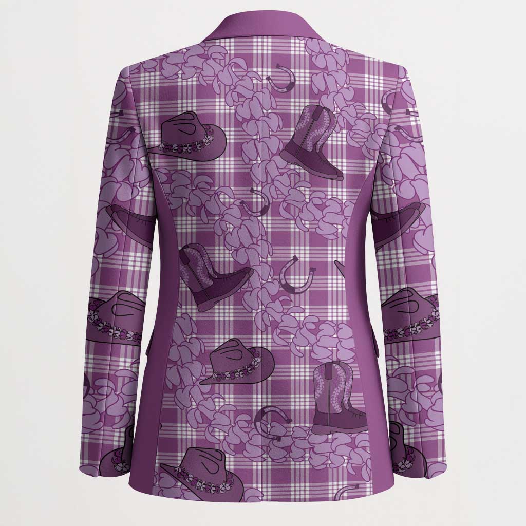 Purple Palaka Hawaii Cowboy Blazer Puakenikeni Lei Paniolo Papale Seamless Vibes LT14 - Polynesian Pride
