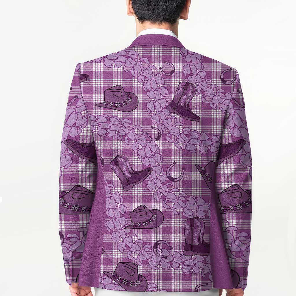 Purple Palaka Hawaii Cowboy Blazer Puakenikeni Lei Paniolo Papale Seamless Vibes LT14 - Polynesian Pride