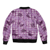 Purple Palaka Hawaii Cowboy Bomber Jacket Puakenikeni Lei Paniolo Papale Seamless Vibes LT14 - Polynesian Pride