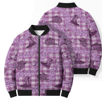 Purple Palaka Hawaii Cowboy Bomber Puffer Jacket Puakenikeni Lei Paniolo Papale Seamless Vibes LT14 - Polynesian Pride