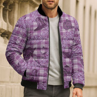 Purple Palaka Hawaii Cowboy Bomber Puffer Jacket Puakenikeni Lei Paniolo Papale Seamless Vibes LT14 - Polynesian Pride