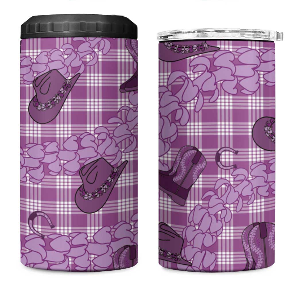 Purple Palaka Hawaii Cowboy 4 in 1 Can Cooler Tumbler Puakenikeni Lei Paniolo Papale Seamless Vibes LT14 One Size: 16 oz Purple - Polynesian Pride