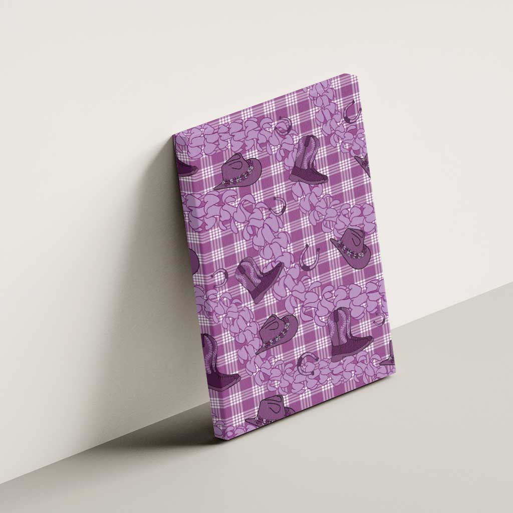 Purple Palaka Hawaii Cowboy Canvas Wall Art Puakenikeni Lei Paniolo Papale Seamless Vibes LT14 - Polynesian Pride