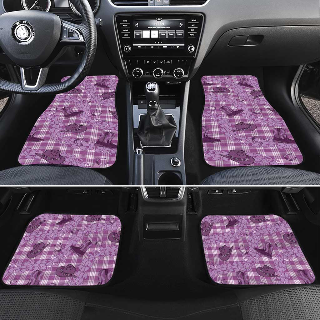 Purple Palaka Hawaii Cowboy Car Mats Puakenikeni Lei Paniolo Papale Seamless Vibes LT14 Set 4pcs Purple - Polynesian Pride