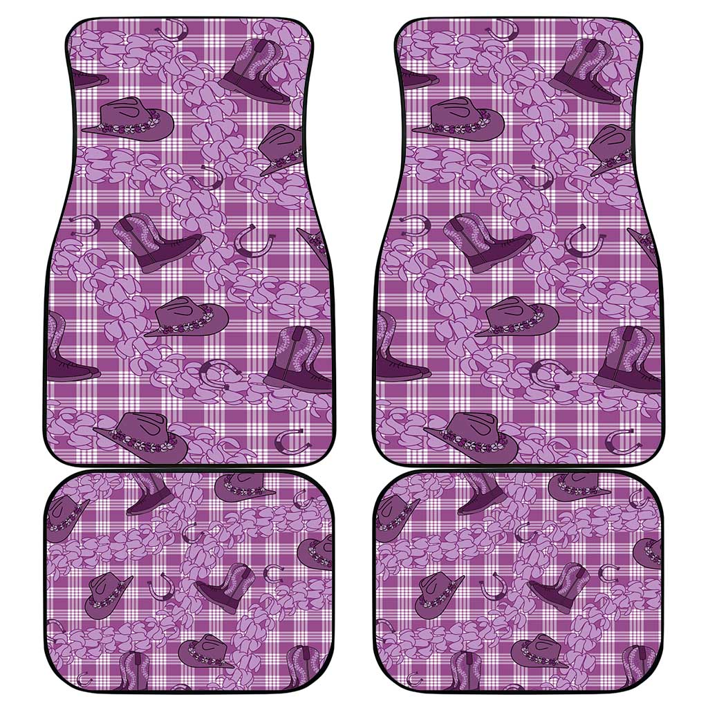 Purple Palaka Hawaii Cowboy Car Mats Puakenikeni Lei Paniolo Papale Seamless Vibes LT14 - Polynesian Pride