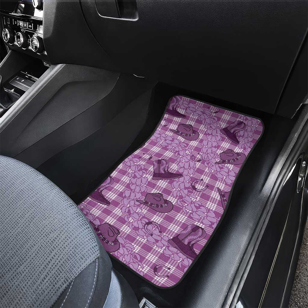 Purple Palaka Hawaii Cowboy Car Mats Puakenikeni Lei Paniolo Papale Seamless Vibes LT14 - Polynesian Pride