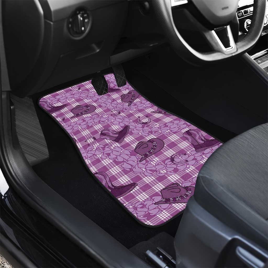 Purple Palaka Hawaii Cowboy Car Mats Puakenikeni Lei Paniolo Papale Seamless Vibes LT14 - Polynesian Pride