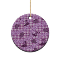 Purple Palaka Hawaii Cowboy Ceramic Ornament Puakenikeni Lei Paniolo Papale Seamless Vibes LT14 - Polynesian Pride