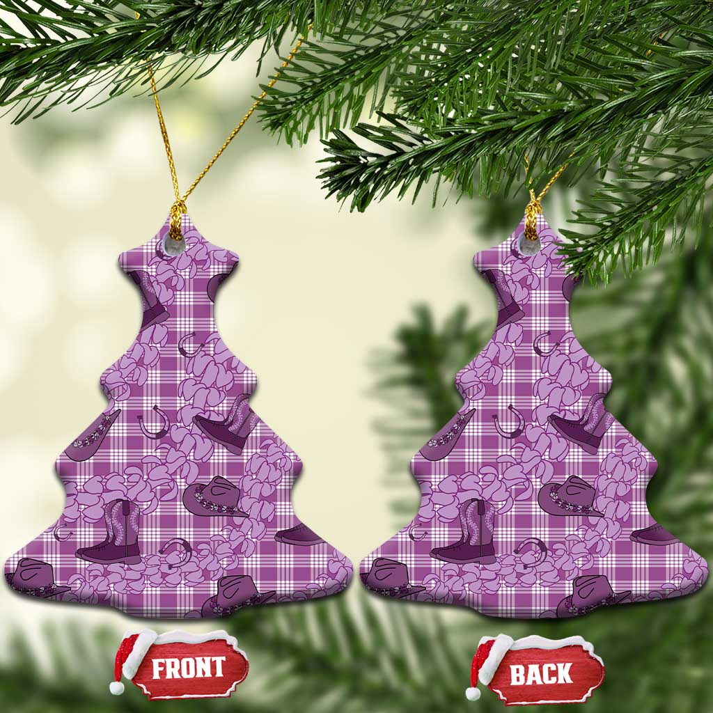 Purple Palaka Hawaii Cowboy Ceramic Ornament Puakenikeni Lei Paniolo Papale Seamless Vibes LT14 Christmas Tree Purple - Polynesian Pride