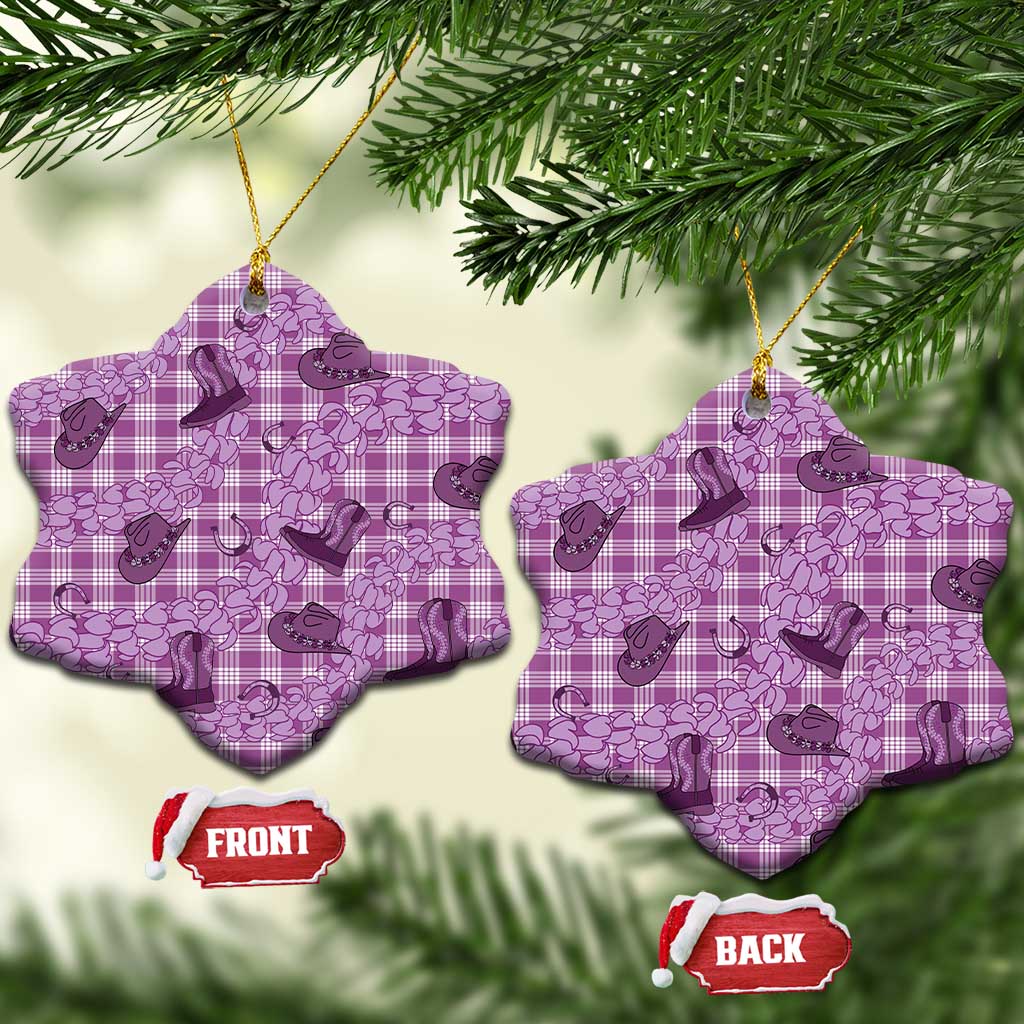 Purple Palaka Hawaii Cowboy Ceramic Ornament Puakenikeni Lei Paniolo Papale Seamless Vibes LT14 Snow Flake Purple - Polynesian Pride