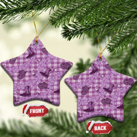 Purple Palaka Hawaii Cowboy Ceramic Ornament Puakenikeni Lei Paniolo Papale Seamless Vibes LT14 Star Purple - Polynesian Pride