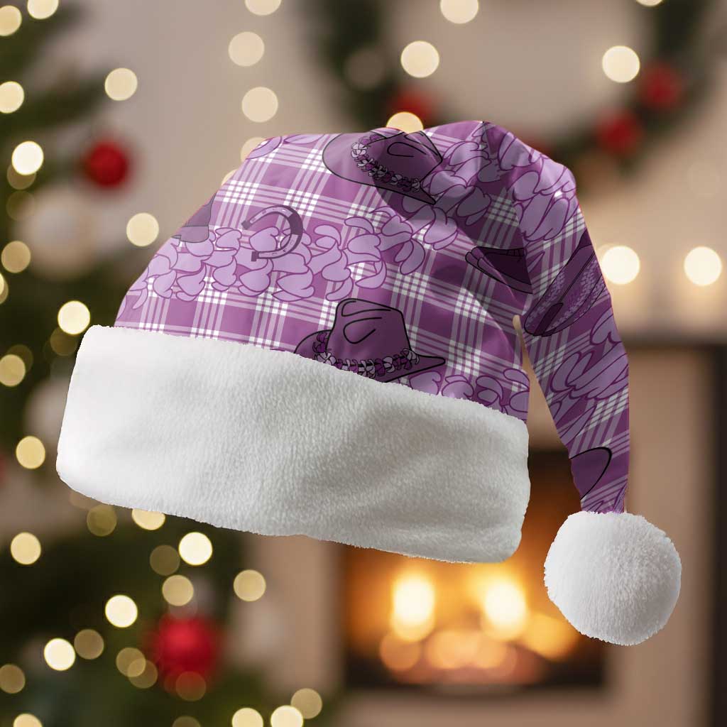 Purple Palaka Hawaii Cowboy Christmas Santa Hat Puakenikeni Lei Paniolo Papale Seamless Vibes LT14 Without Fur Purple - Polynesian Pride