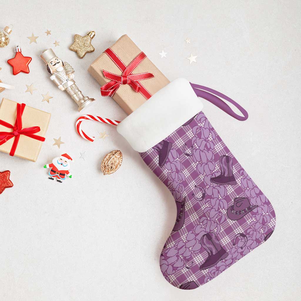 Purple Palaka Hawaii Cowboy Christmas Stocking Puakenikeni Lei Paniolo Papale Seamless Vibes LT14 - Polynesian Pride