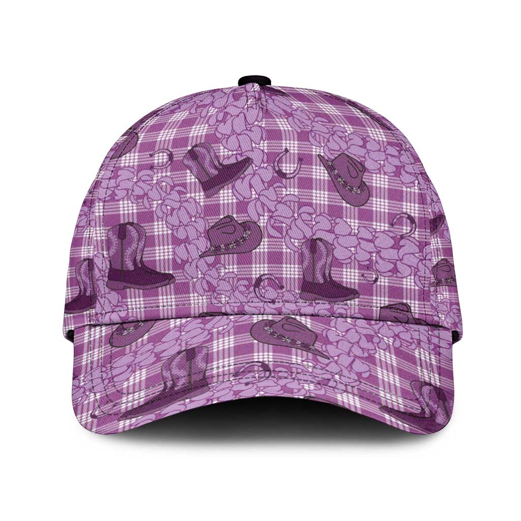 Purple Palaka Hawaii Cowboy Classic Cap Puakenikeni Lei Paniolo Papale Seamless Vibes LT14 Universal Fit Purple - Polynesian Pride