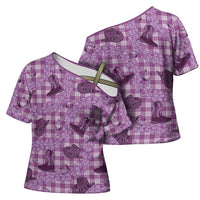 Purple Palaka Hawaii Cowboy Cross Shoulder Shirt Puakenikeni Lei Paniolo Papale Seamless Vibes LT14 - Polynesian Pride