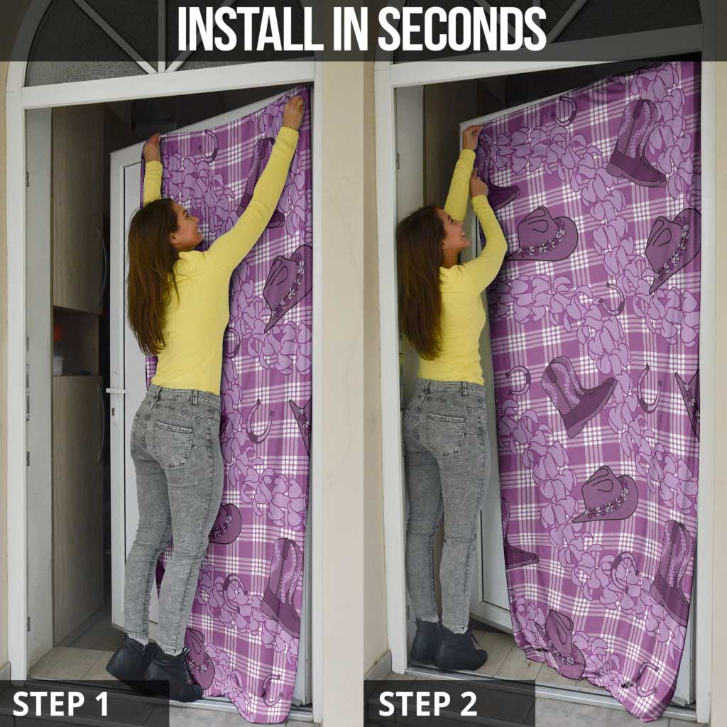 Purple Palaka Hawaii Cowboy Door Cover Puakenikeni Lei Paniolo Papale Seamless Vibes LT14 - Polynesian Pride