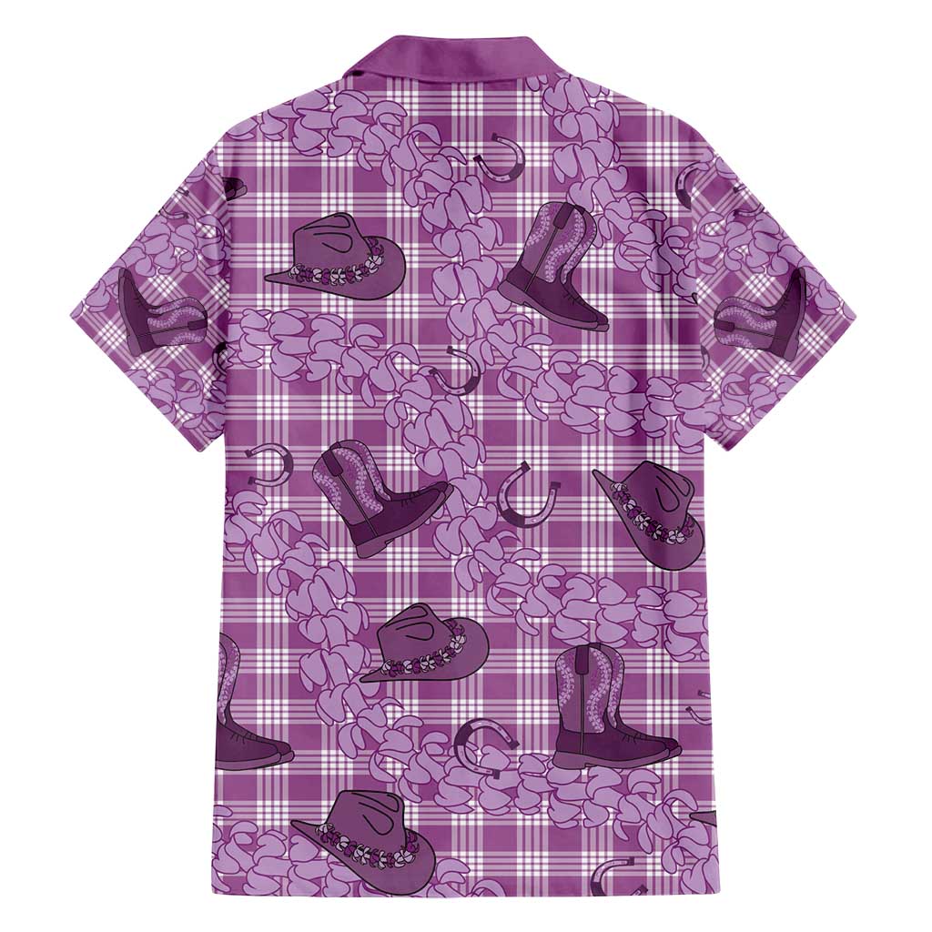 Purple Palaka Hawaii Cowboy Family Matching Off Shoulder Maxi Dress and Hawaiian Shirt Puakenikeni Lei Paniolo Papale Seamless Vibes LT14 - Polynesian Pride