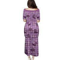 Purple Palaka Hawaii Cowboy Family Matching Puletasi and Hawaiian Shirt Puakenikeni Lei Paniolo Papale Seamless Vibes LT14 - Polynesian Pride