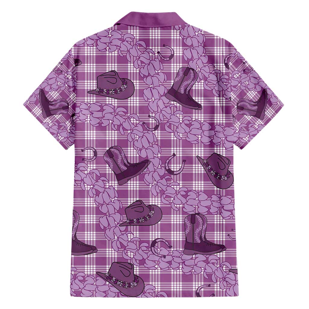 Purple Palaka Hawaii Cowboy Family Matching Short Sleeve Bodycon Dress and Hawaiian Shirt Puakenikeni Lei Paniolo Papale Seamless Vibes LT14 - Polynesian Pride
