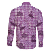 Purple Palaka Hawaii Cowboy Family Matching Tank Maxi Dress and Hawaiian Shirt Puakenikeni Lei Paniolo Papale Seamless Vibes LT14 - Polynesian Pride