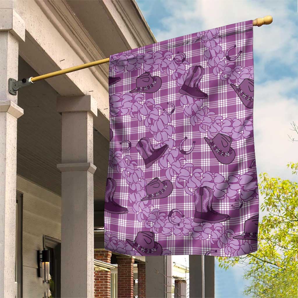 Purple Palaka Hawaii Cowboy Garden Flag Puakenikeni Lei Paniolo Papale Seamless Vibes LT14 House Flag Purple - Polynesian Pride