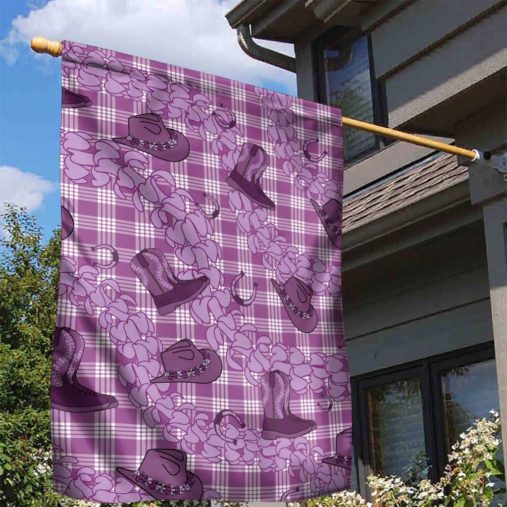 Purple Palaka Hawaii Cowboy Garden Flag Puakenikeni Lei Paniolo Papale Seamless Vibes LT14 - Polynesian Pride