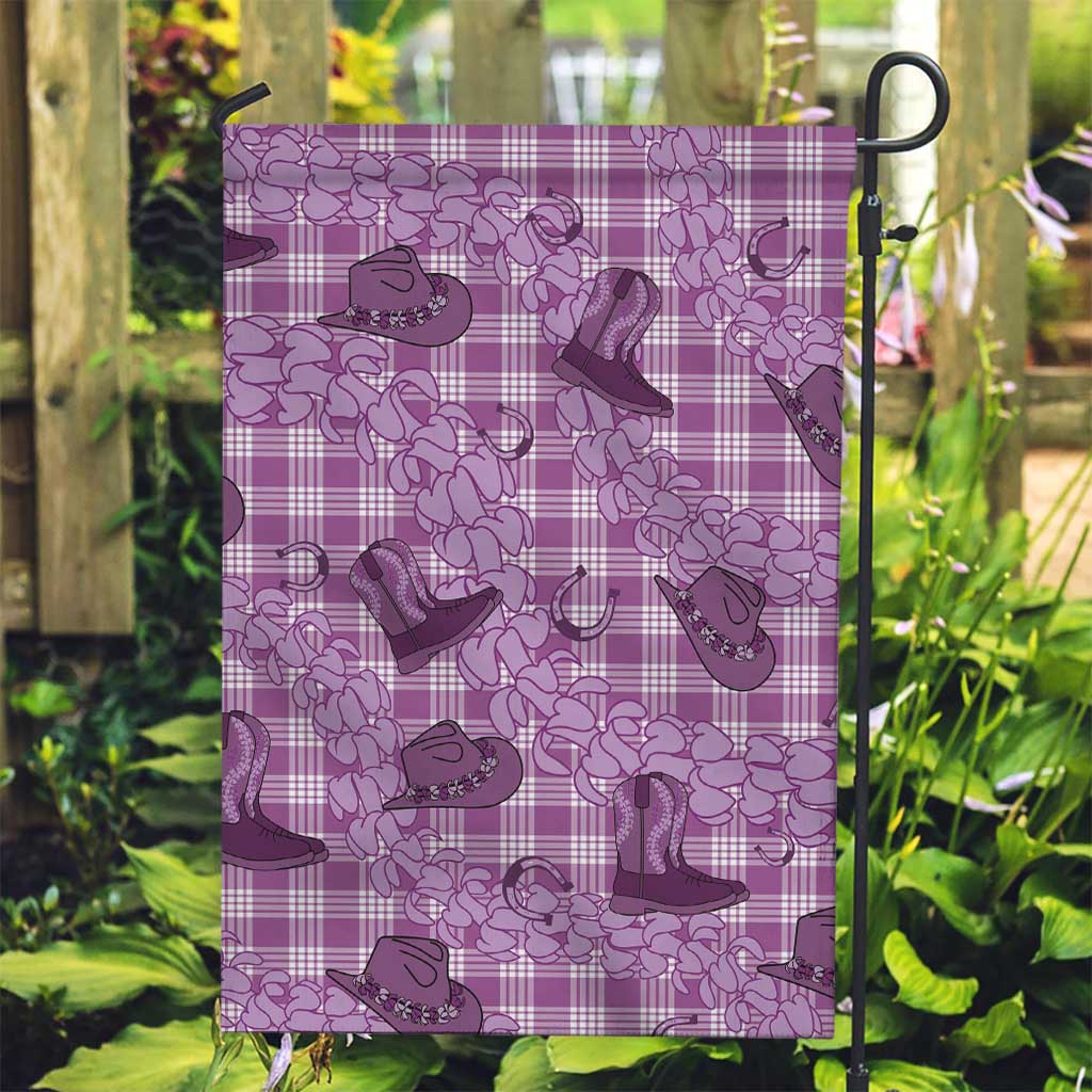 Purple Palaka Hawaii Cowboy Garden Flag Puakenikeni Lei Paniolo Papale Seamless Vibes LT14 Garden Flag Purple - Polynesian Pride