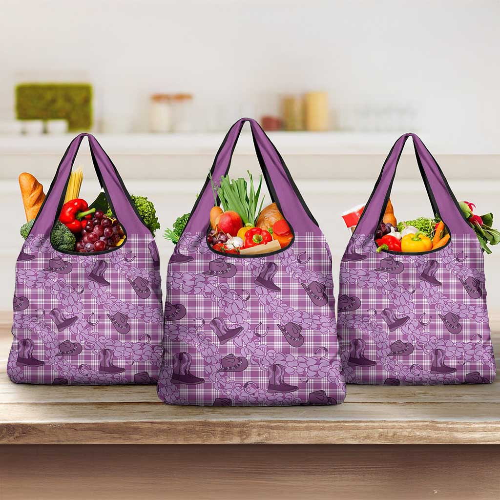 Purple Palaka Hawaii Cowboy Grocery Bag Puakenikeni Lei Paniolo Papale Seamless Vibes LT14 3-pack One Size Purple - Polynesian Pride