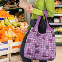 Purple Palaka Hawaii Cowboy Grocery Bag Puakenikeni Lei Paniolo Papale Seamless Vibes LT14 - Polynesian Pride