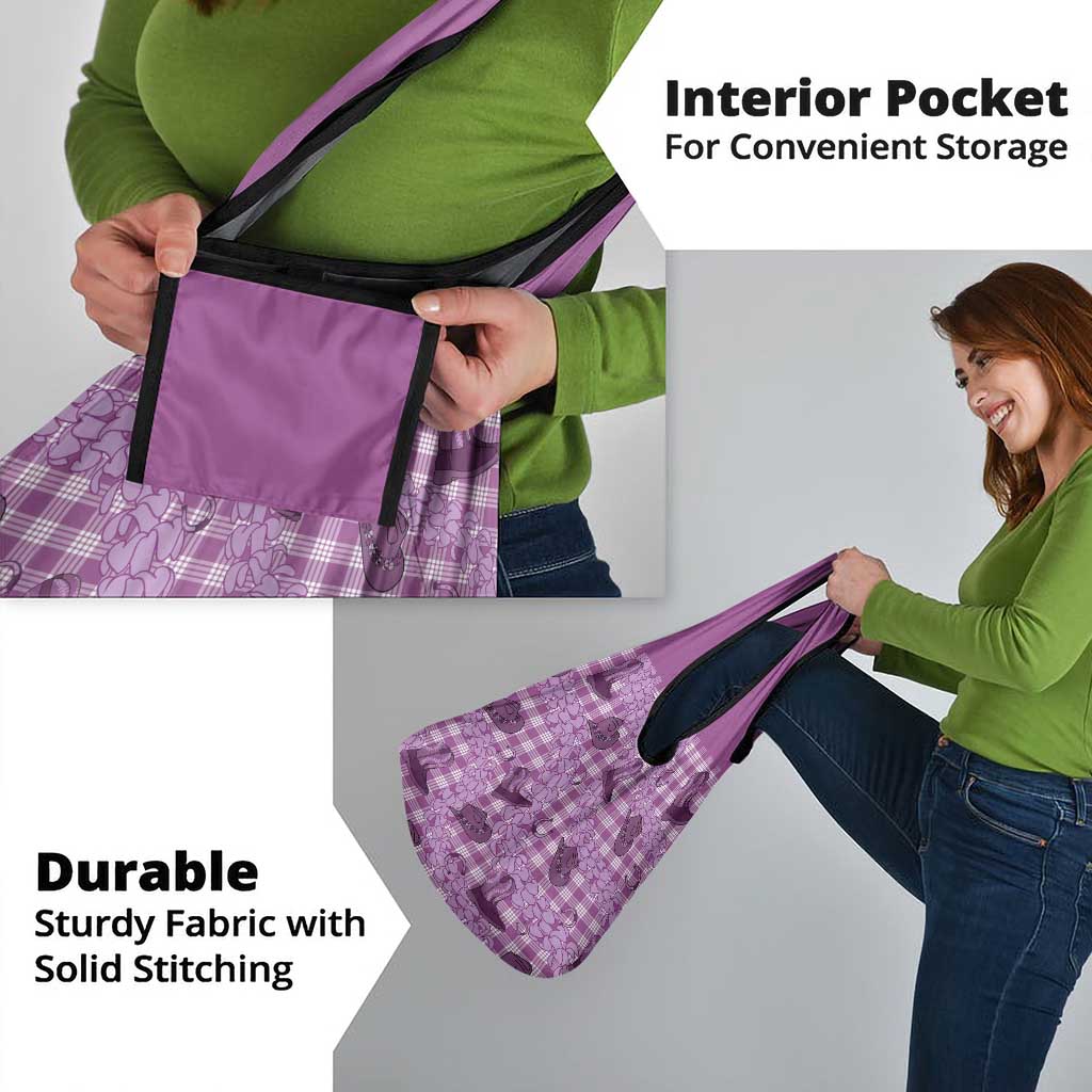 Purple Palaka Hawaii Cowboy Grocery Bag Puakenikeni Lei Paniolo Papale Seamless Vibes LT14 - Polynesian Pride
