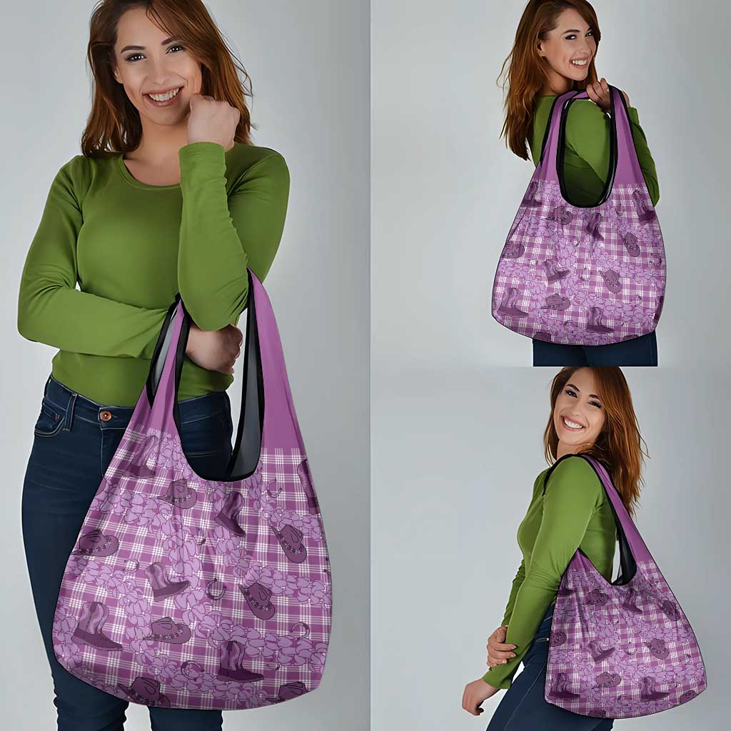 Purple Palaka Hawaii Cowboy Grocery Bag Puakenikeni Lei Paniolo Papale Seamless Vibes LT14 - Polynesian Pride