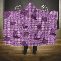 Purple Palaka Hawaii Cowboy Hooded Blanket Puakenikeni Lei Paniolo Papale Seamless Vibes LT14 - Polynesian Pride