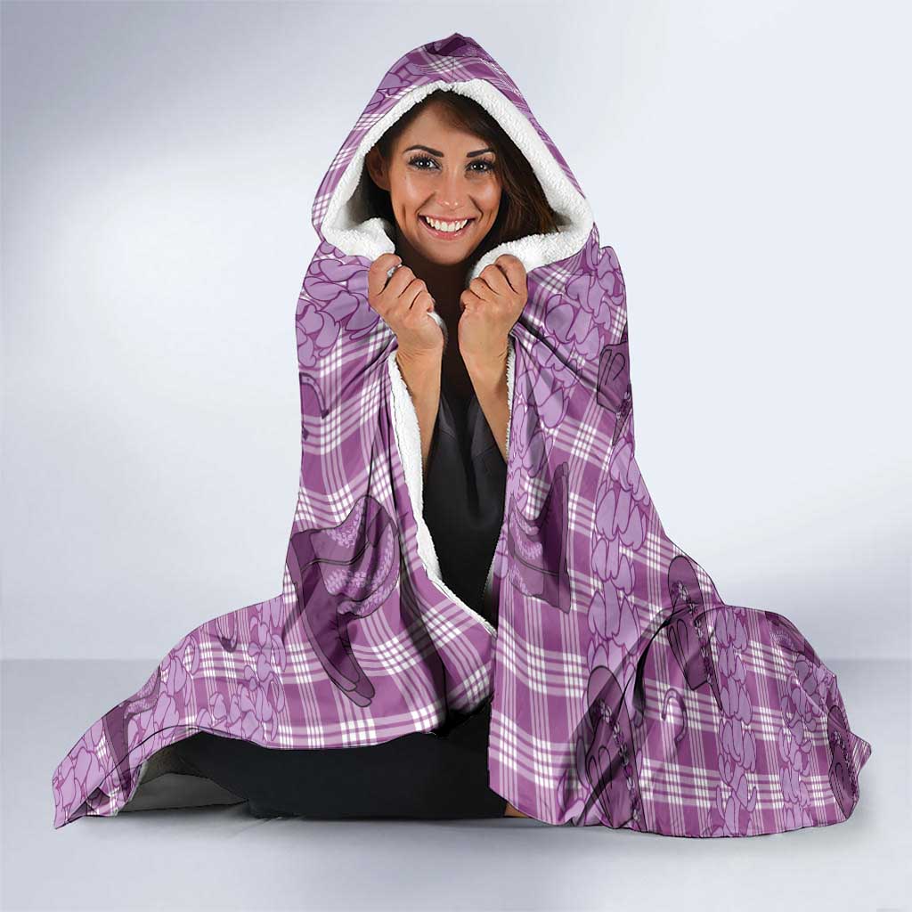 Purple Palaka Hawaii Cowboy Hooded Blanket Puakenikeni Lei Paniolo Papale Seamless Vibes LT14 - Polynesian Pride